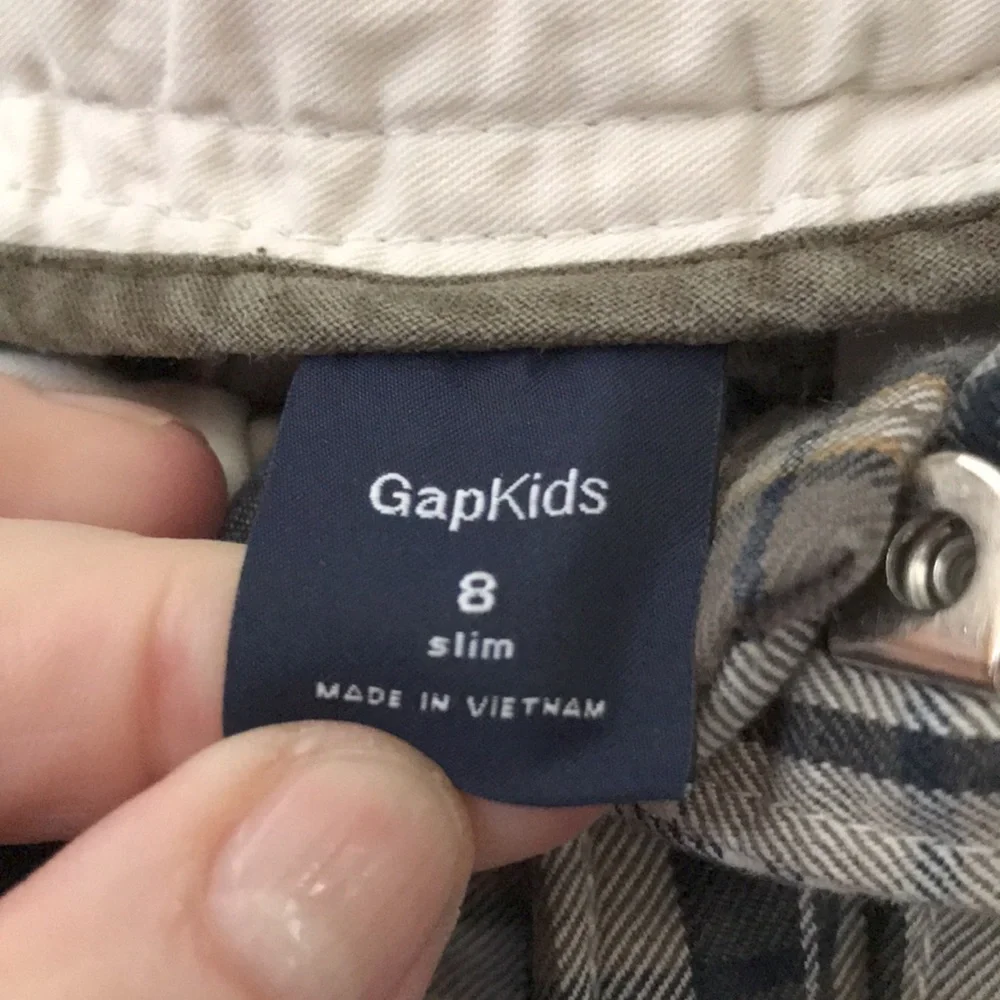 Gap plaid cotton twill 8 slim adjustable waist shorts EUC